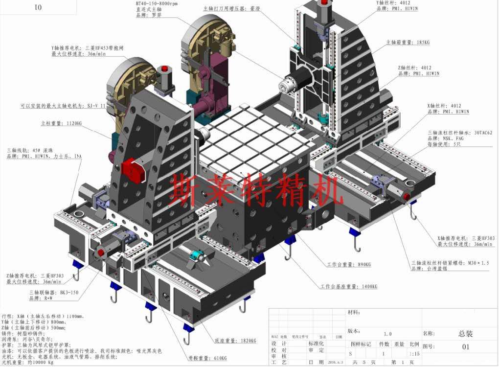 雙主軸臥式鏜銑加工中心